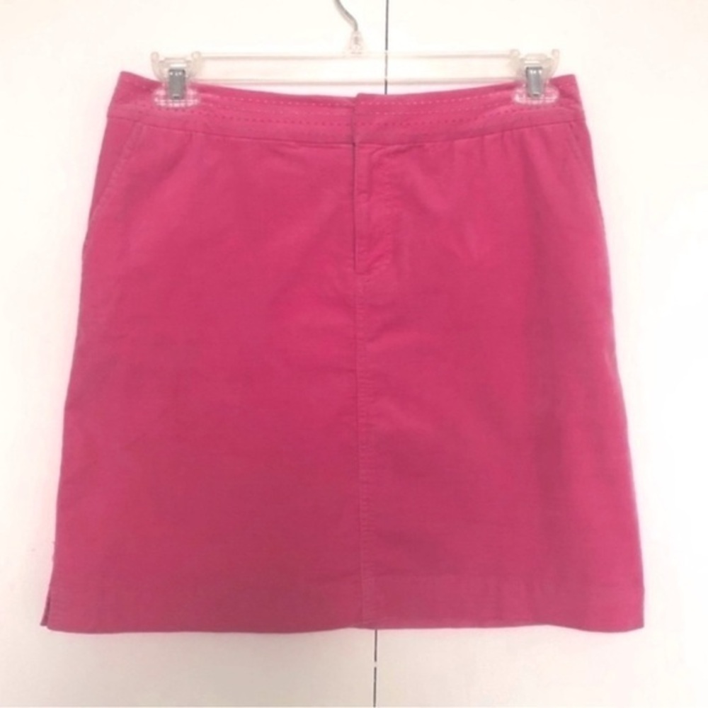 Lilly Pulitzer women’s pink mini skirt corduroy embroidered waist size 6